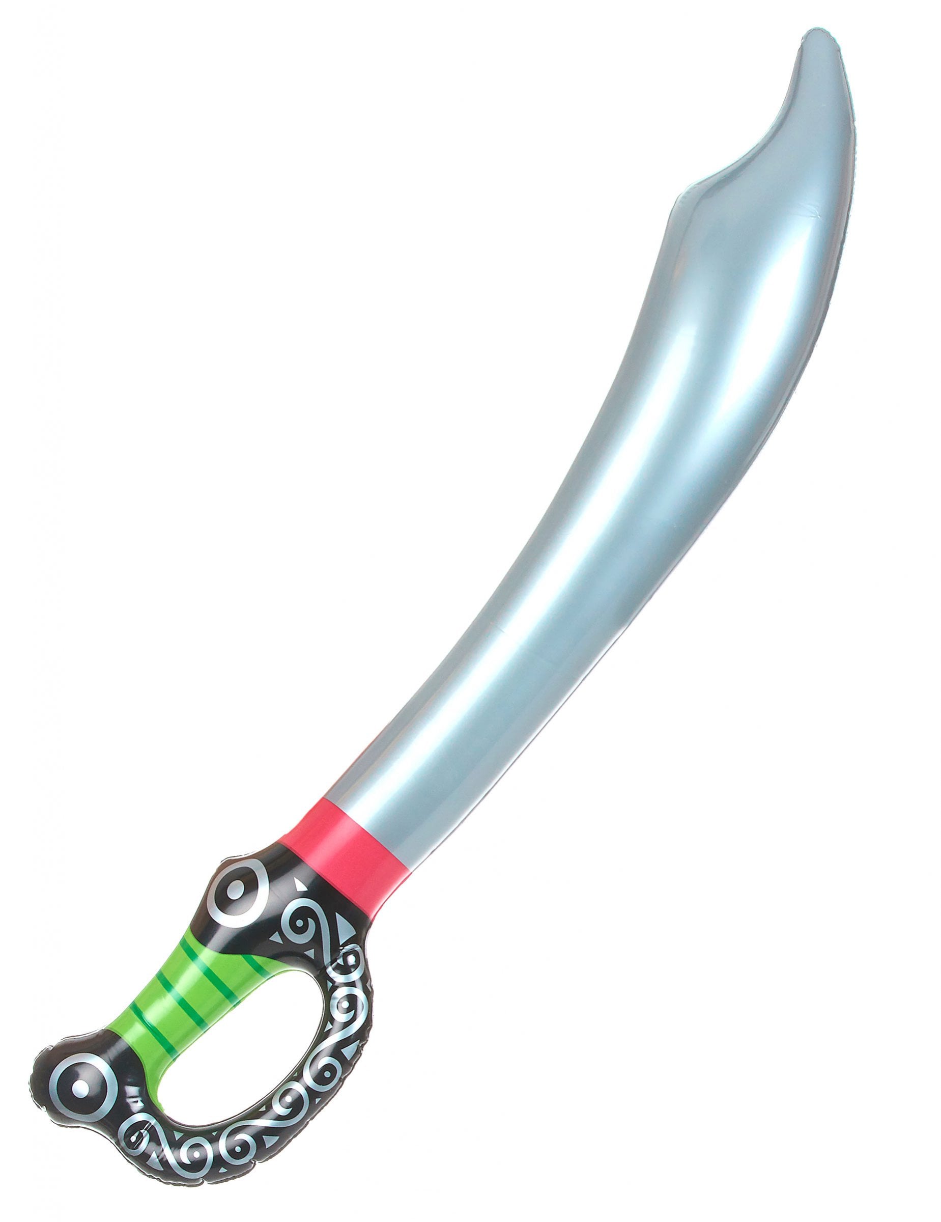 Epée gonflable de pirate pour enfant et adulte grise avec manche à motifs