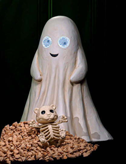 Fantôme décoratif Summerween en magnésie avec yeux LED animés 34,5 x 24 x 42 cm