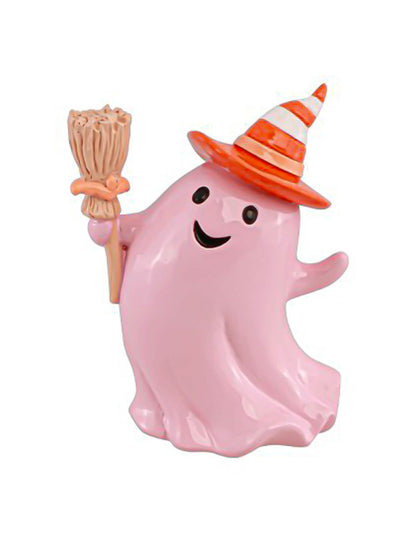 Hars spook met pastelroze bezem 15 cm