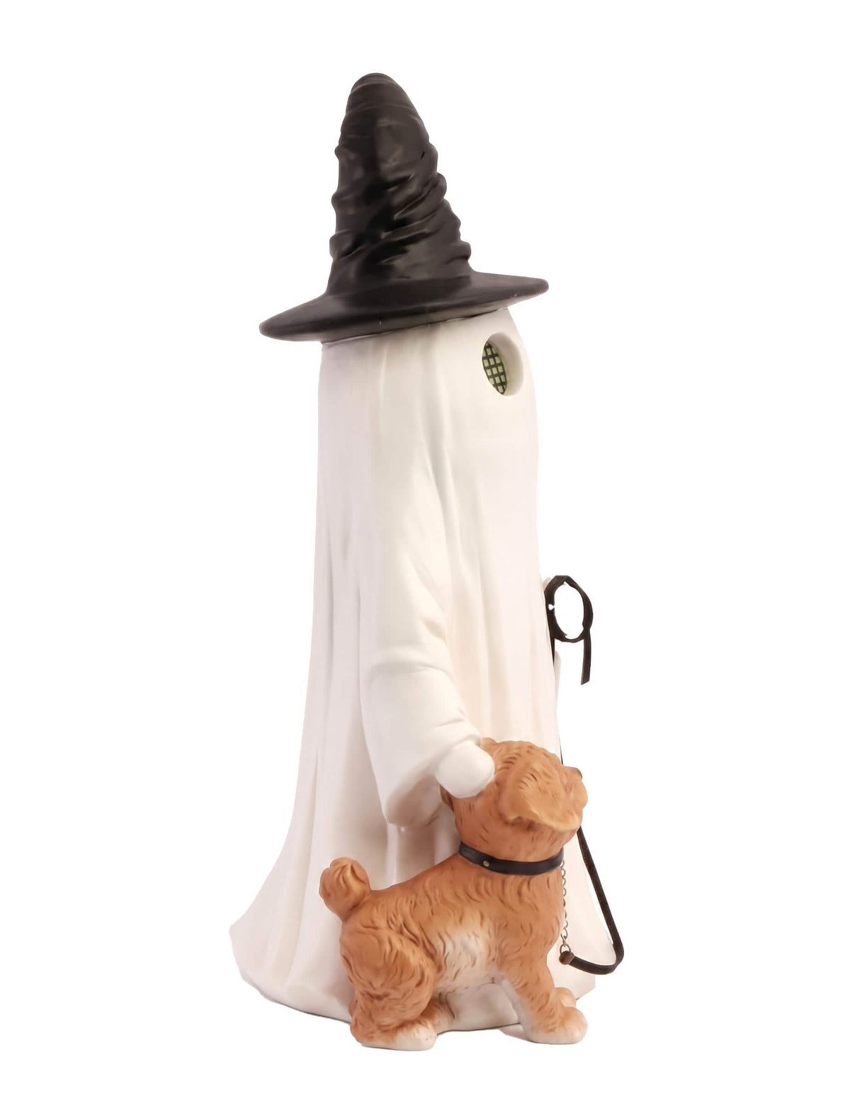 Decoratieve Summerween geest van hars met puntmuts hond en geanimeerde led-ogen 23,5 x 20 x 45,5 cm