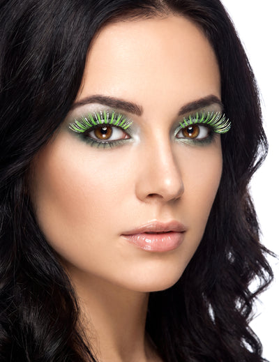 Faux cils brillants verts adulte