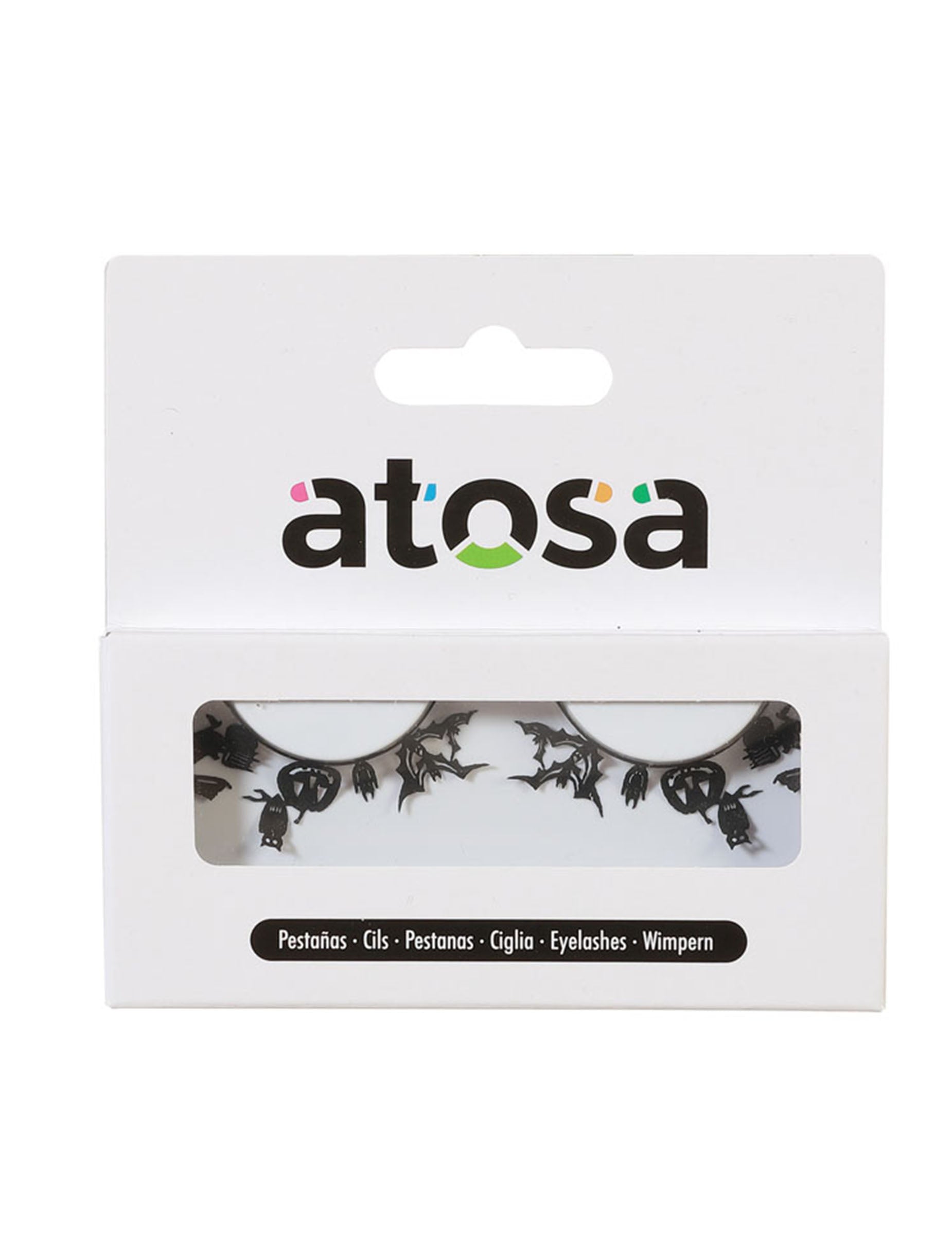 Faux cils fantaisie Halloween pour adulte noirs avec motifs chauves-souris et citrouilles