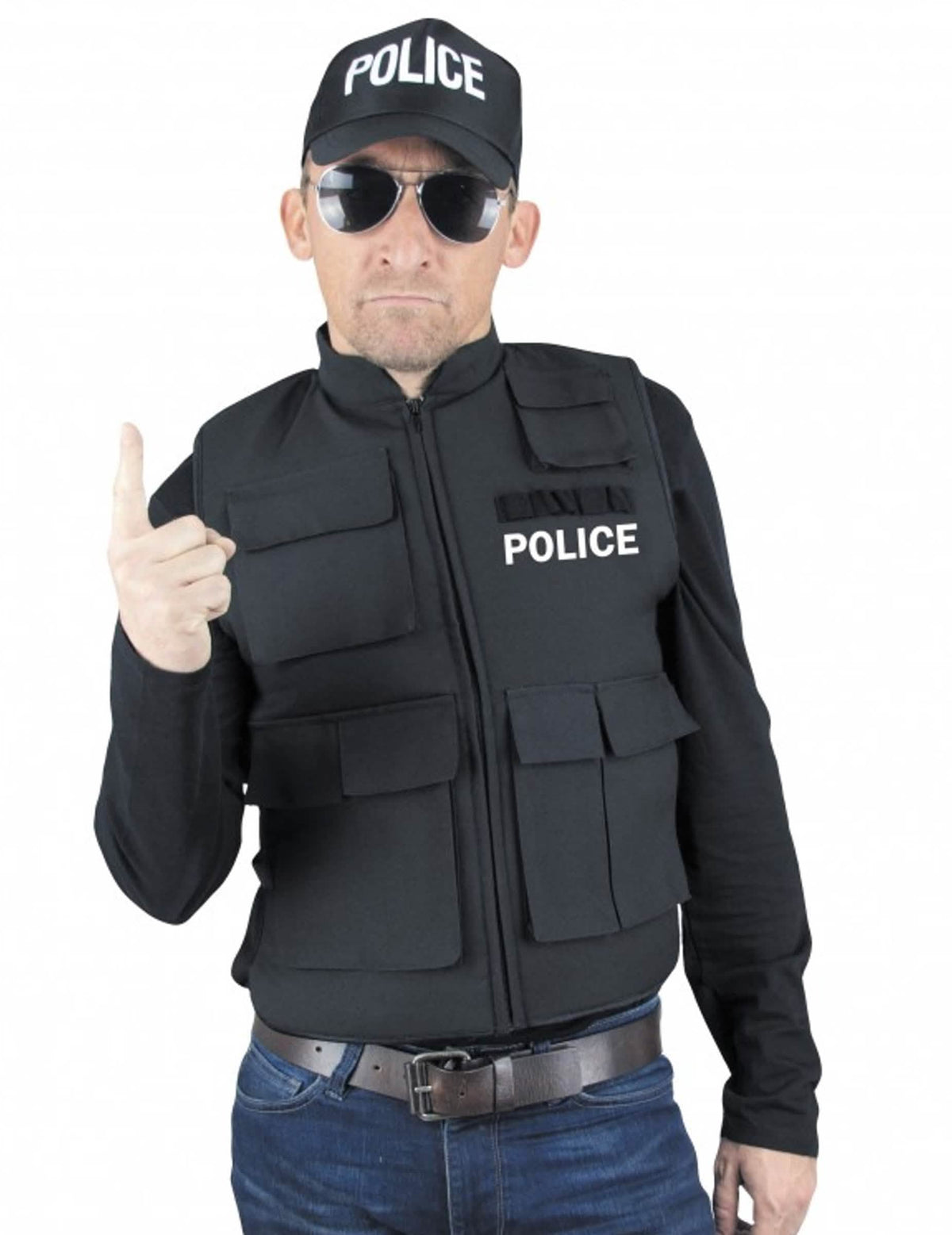 Faux gilet pare-balles police pour adulte noir