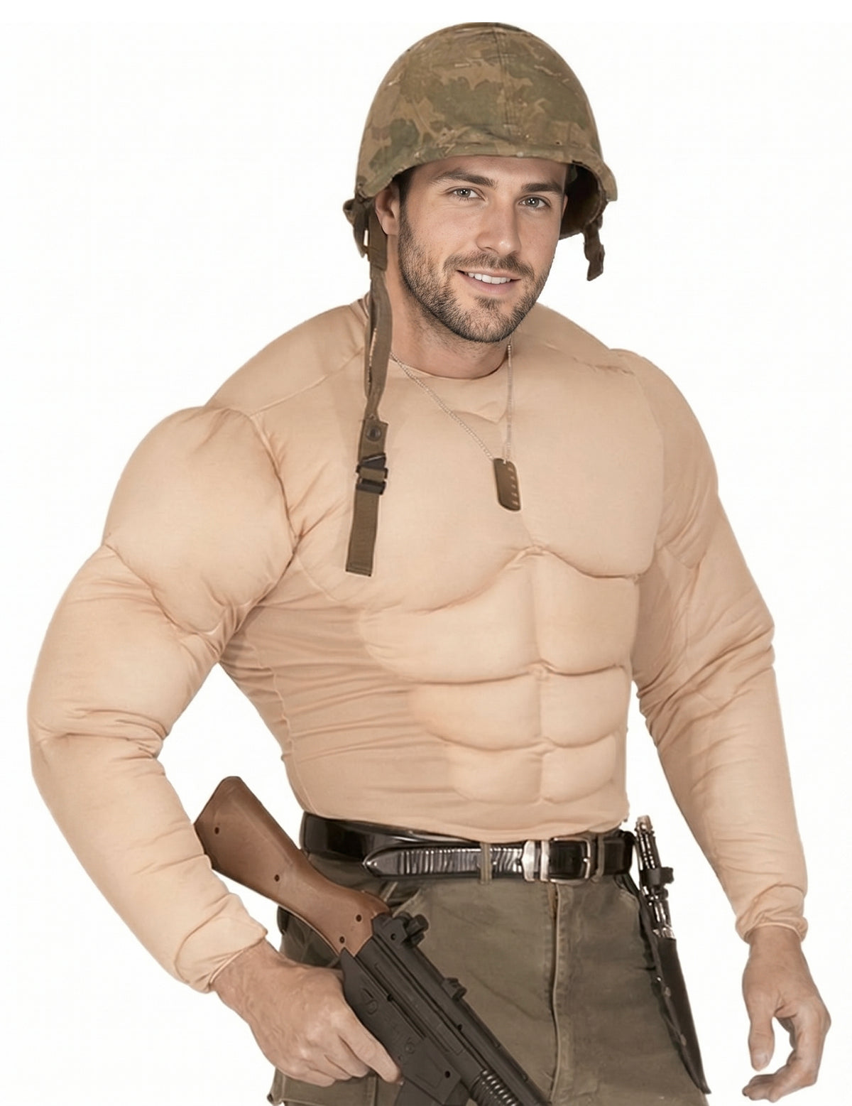 Faux torse musclé militaire adulte