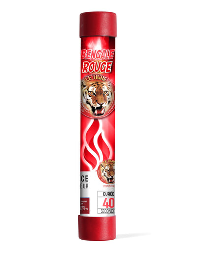 Feu de Bengale Le Tigre pour fête rouge 40 secondes