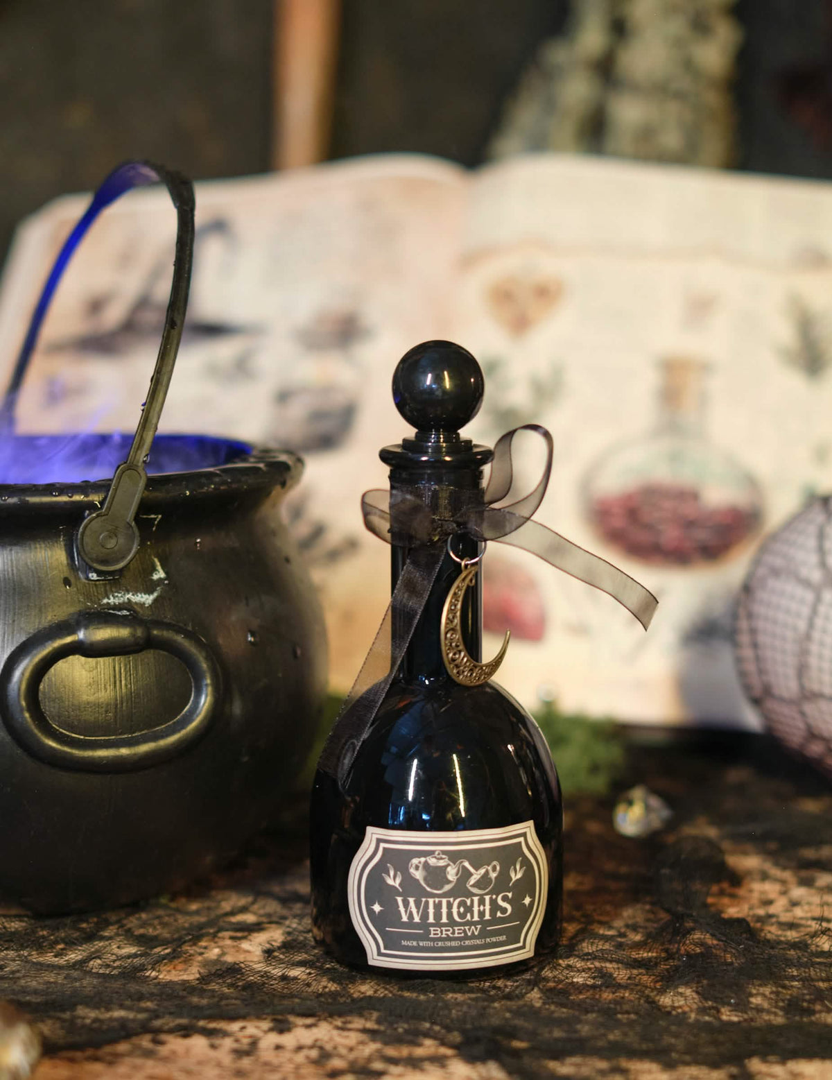 Fiole en verre magie noire de sorcière 19,5 cm