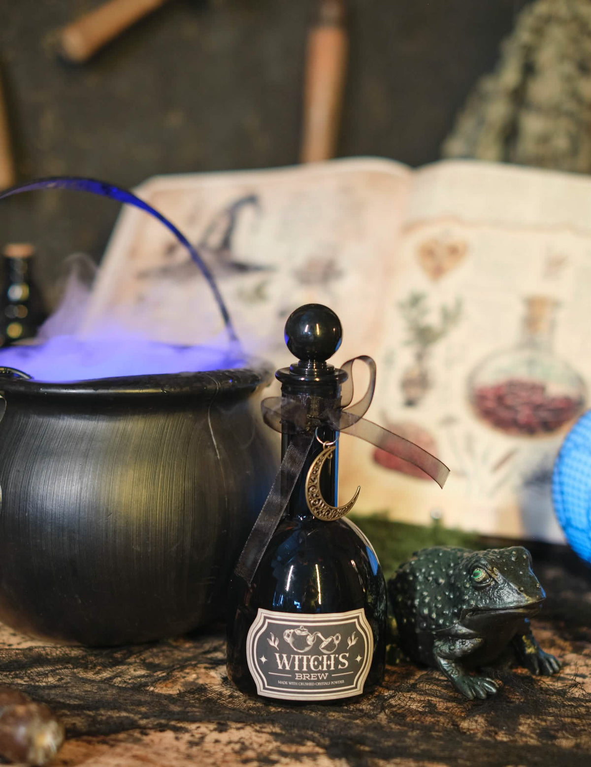 Fiole en verre magie noire de sorcière 19,5 cm