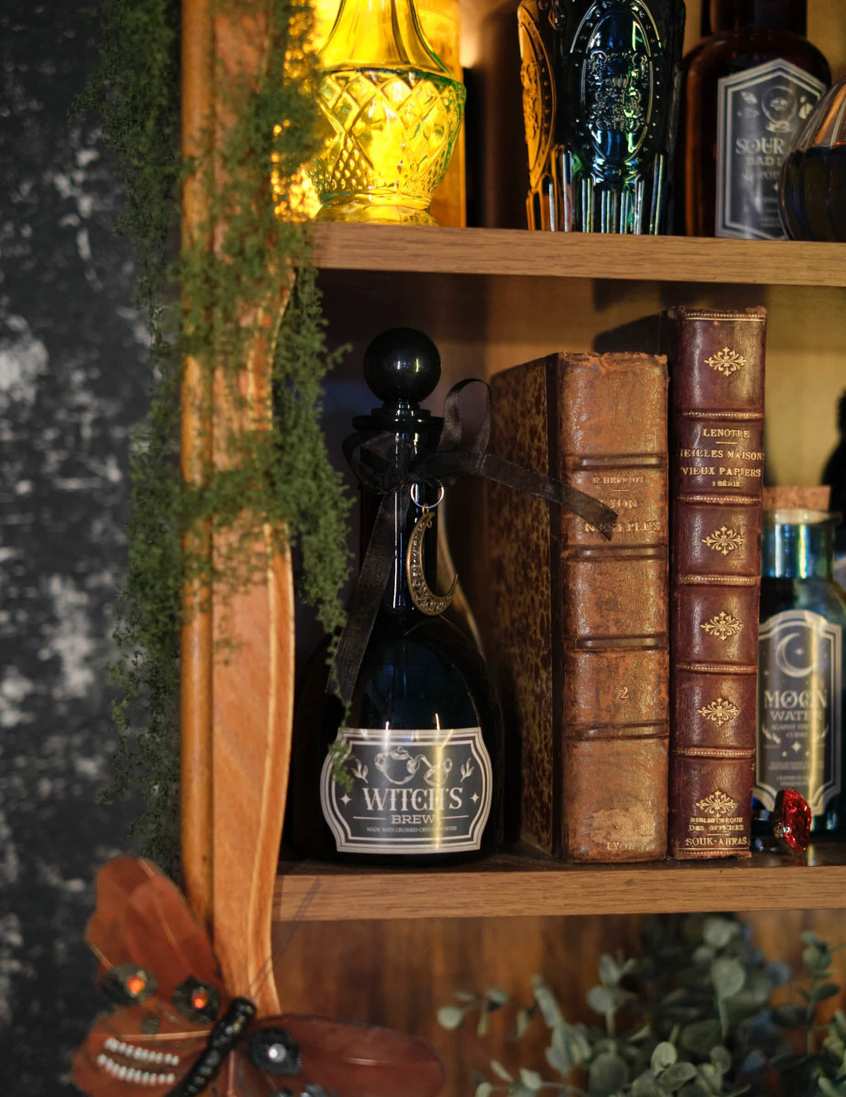 Fiole en verre magie noire de sorcière 19,5 cm