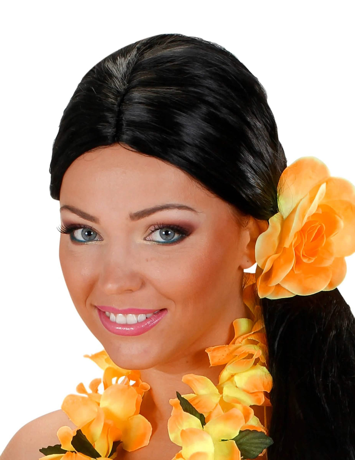Fleur orange et jaune avec élastique pour cheveux