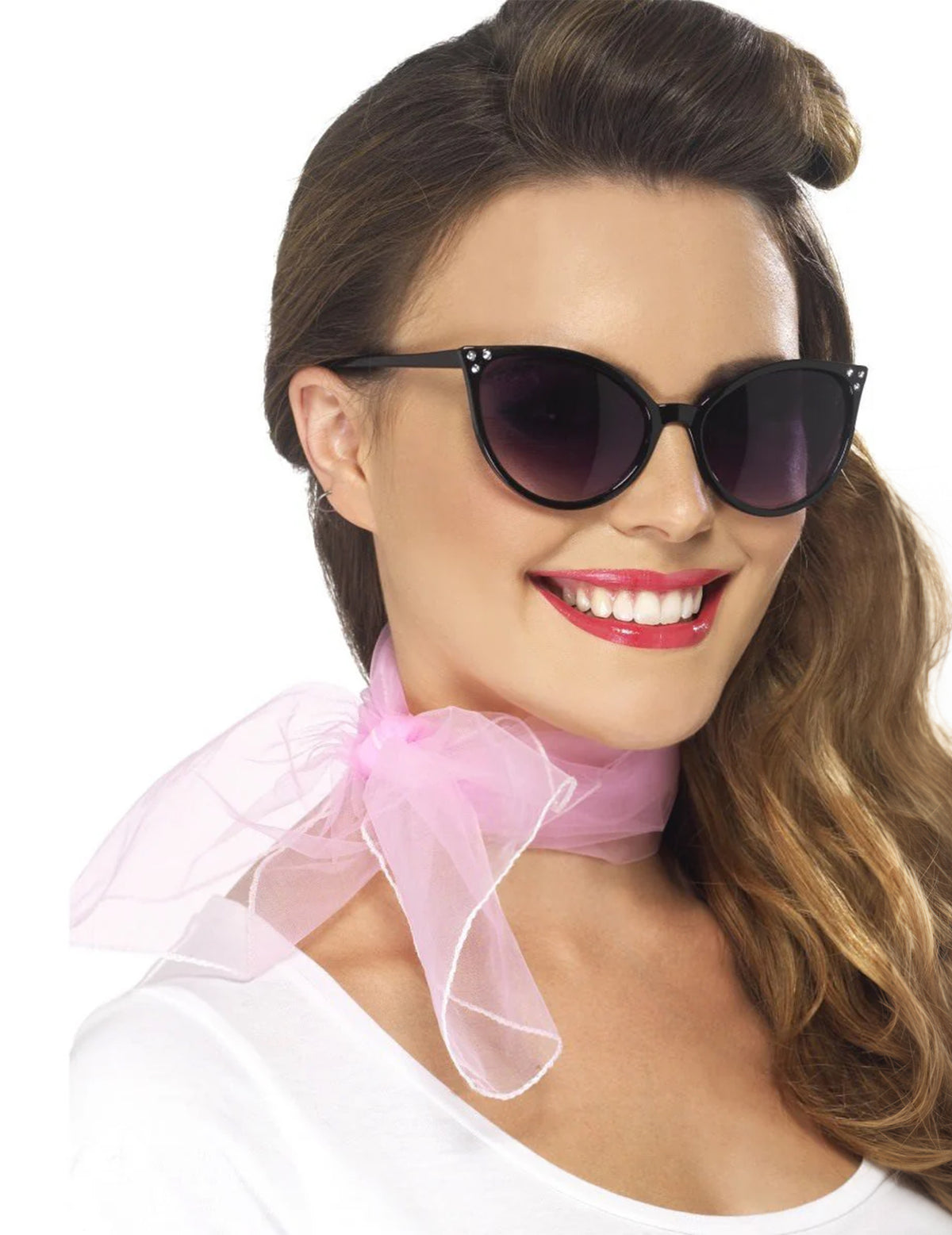 Foulard rose pour femme en voile transparent vaporeux