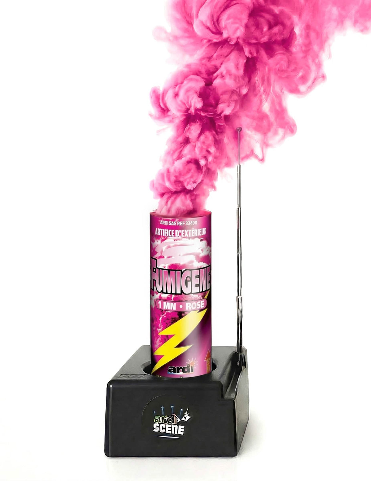 Fumigène à allumage électrique rose 1 minute avec fumée rose épaisse