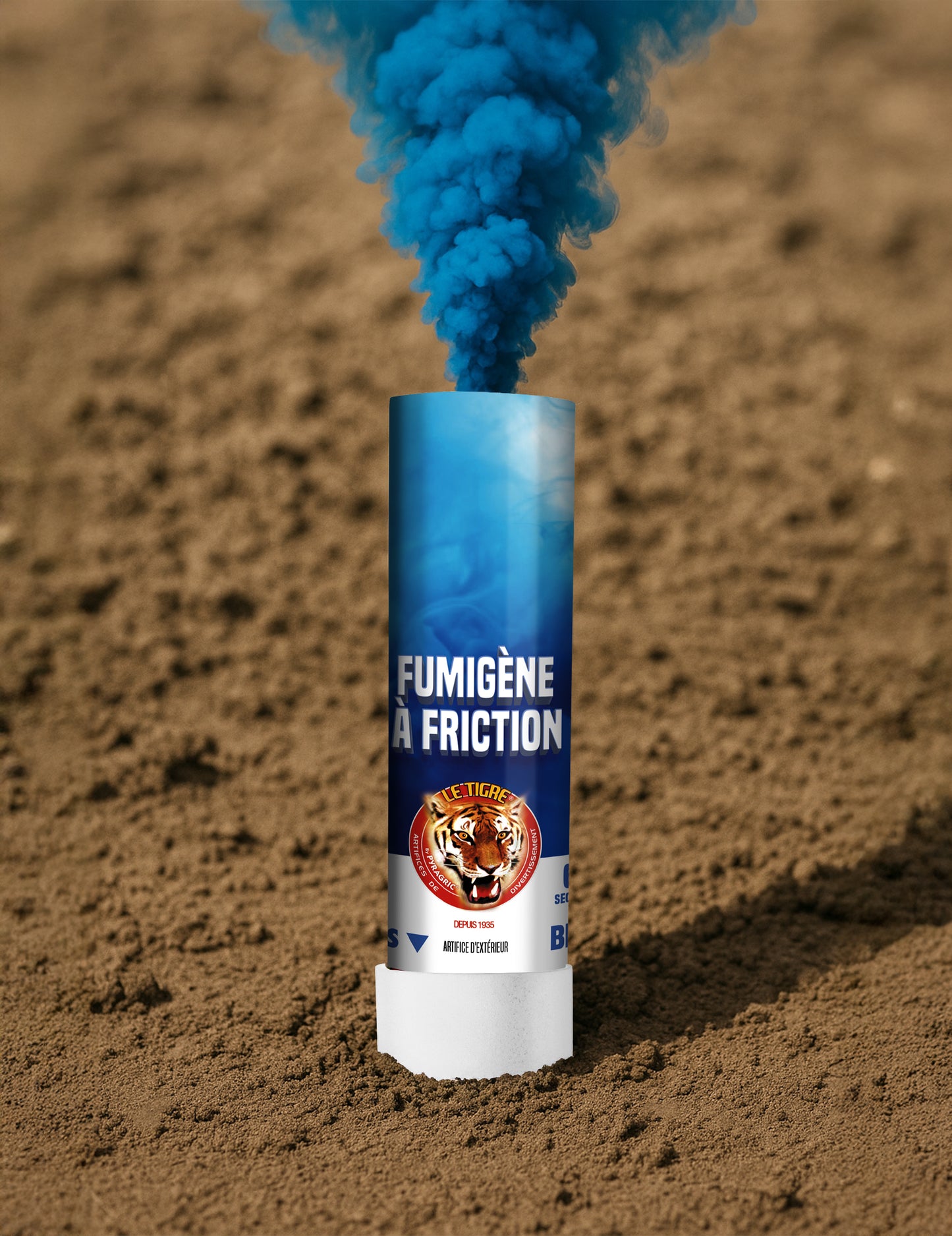 Fumigène à friction pour extérieur bleu 1 minute