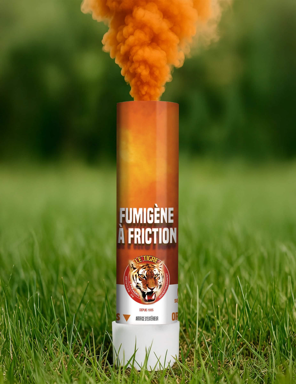 Fumigène à friction Le Tigre pour artifice d'extérieur orange 1 minute