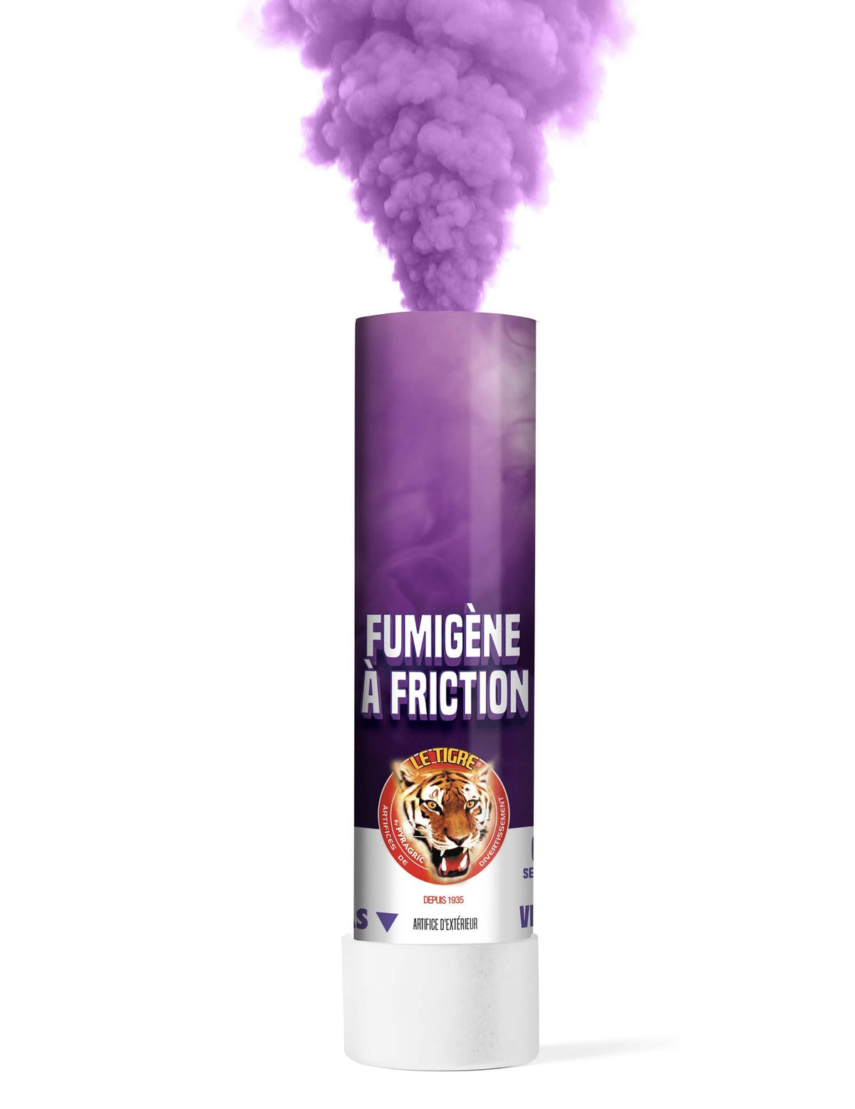 Mise en situation avec fumée du fumigène à friction pour extérieur violet 1 minute