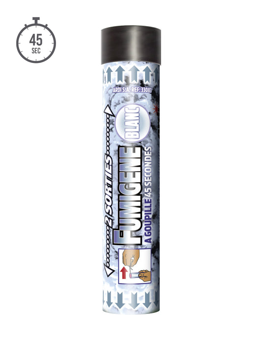 Vue de face du fumigène à goupille double sorties pour fête