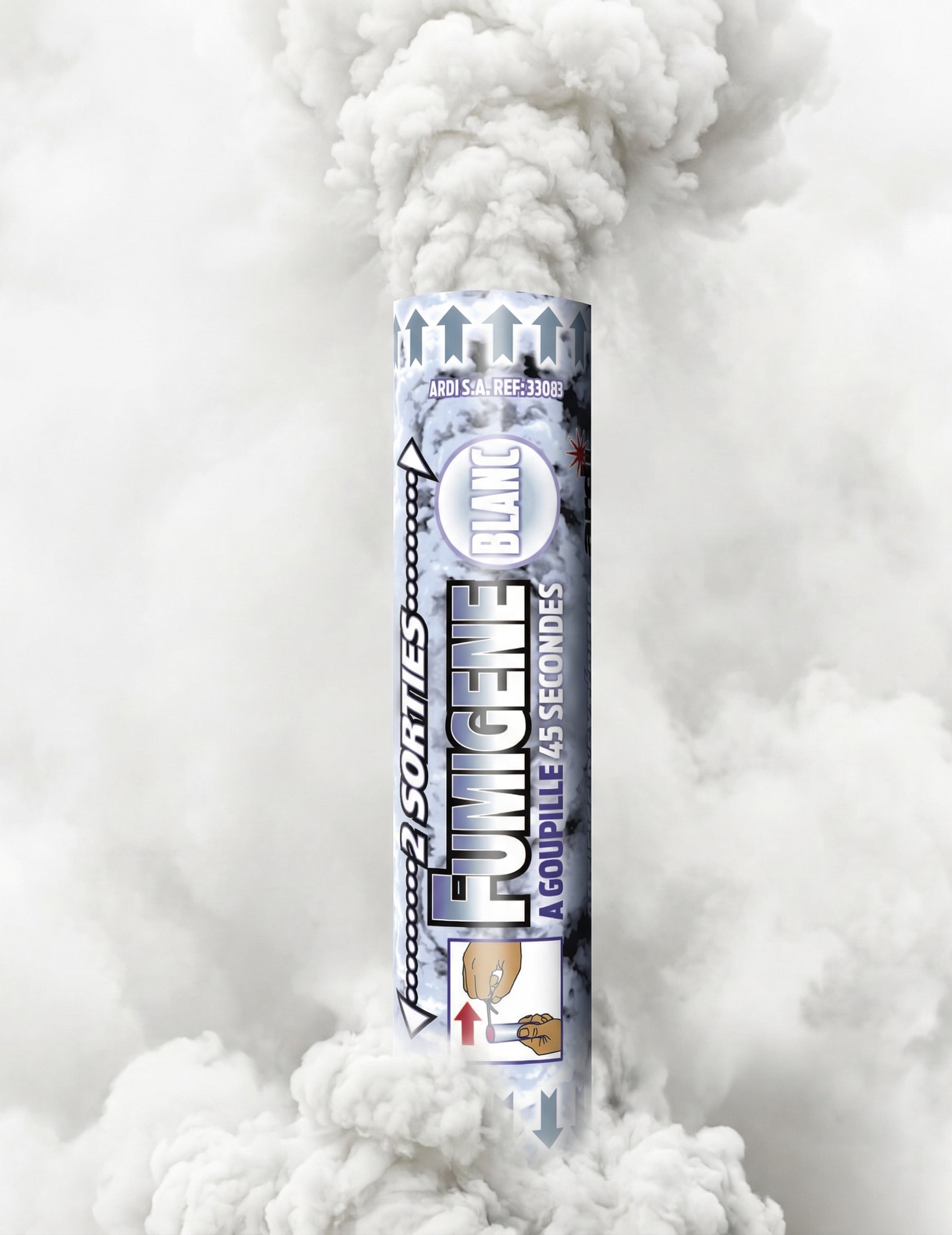 Fumigène à goupille double sorties pour fête blanc