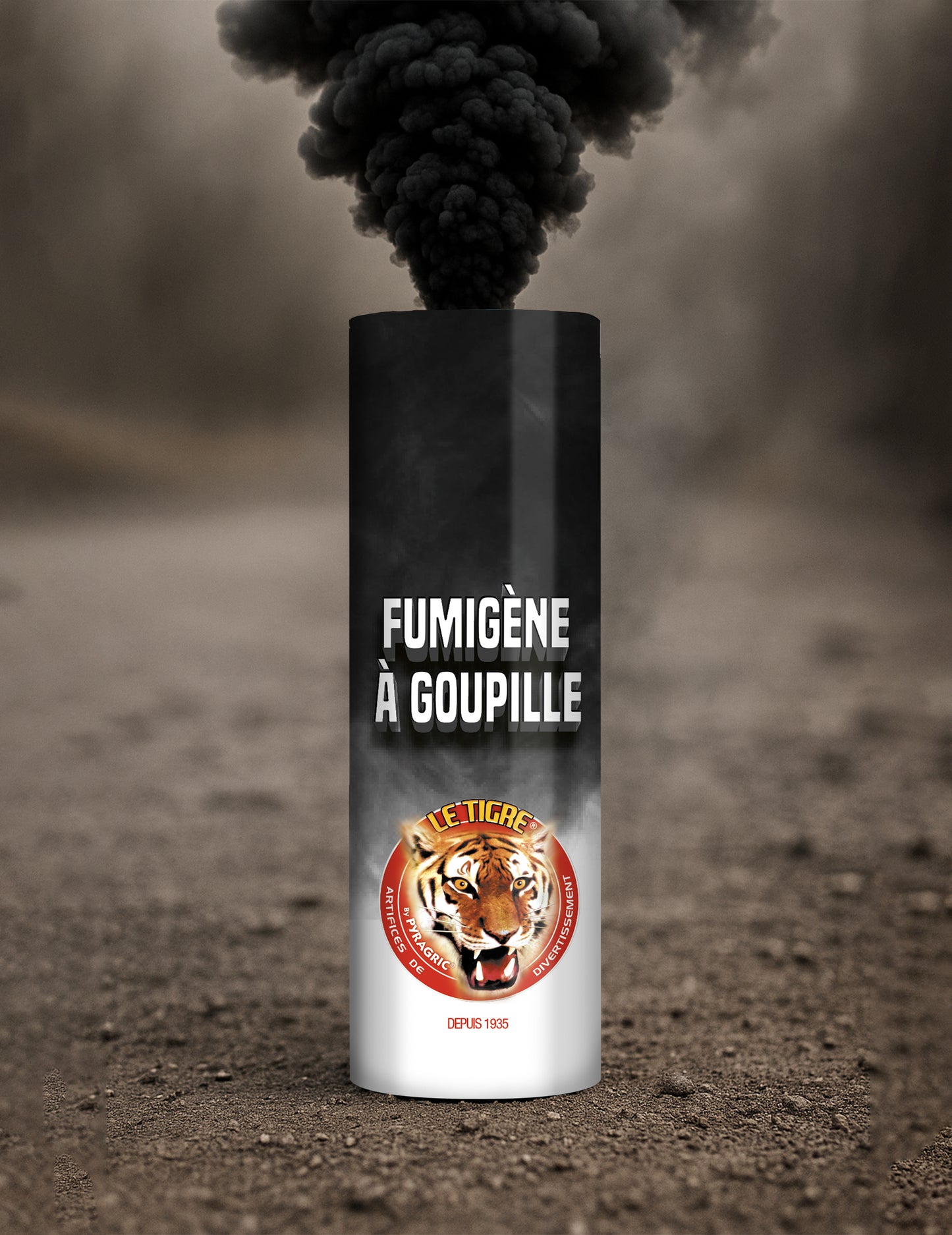 Fumigène à goupille pour fête noir 1 minute