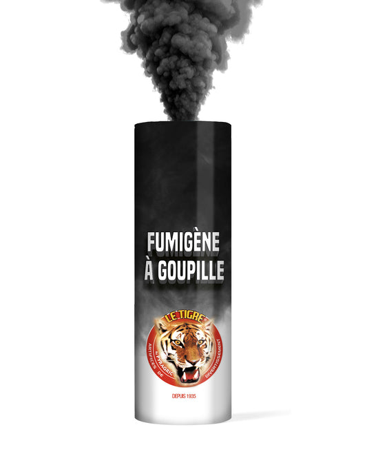 Vue de la fumée noire du fumigène à goupille pour fête noir 1 minute