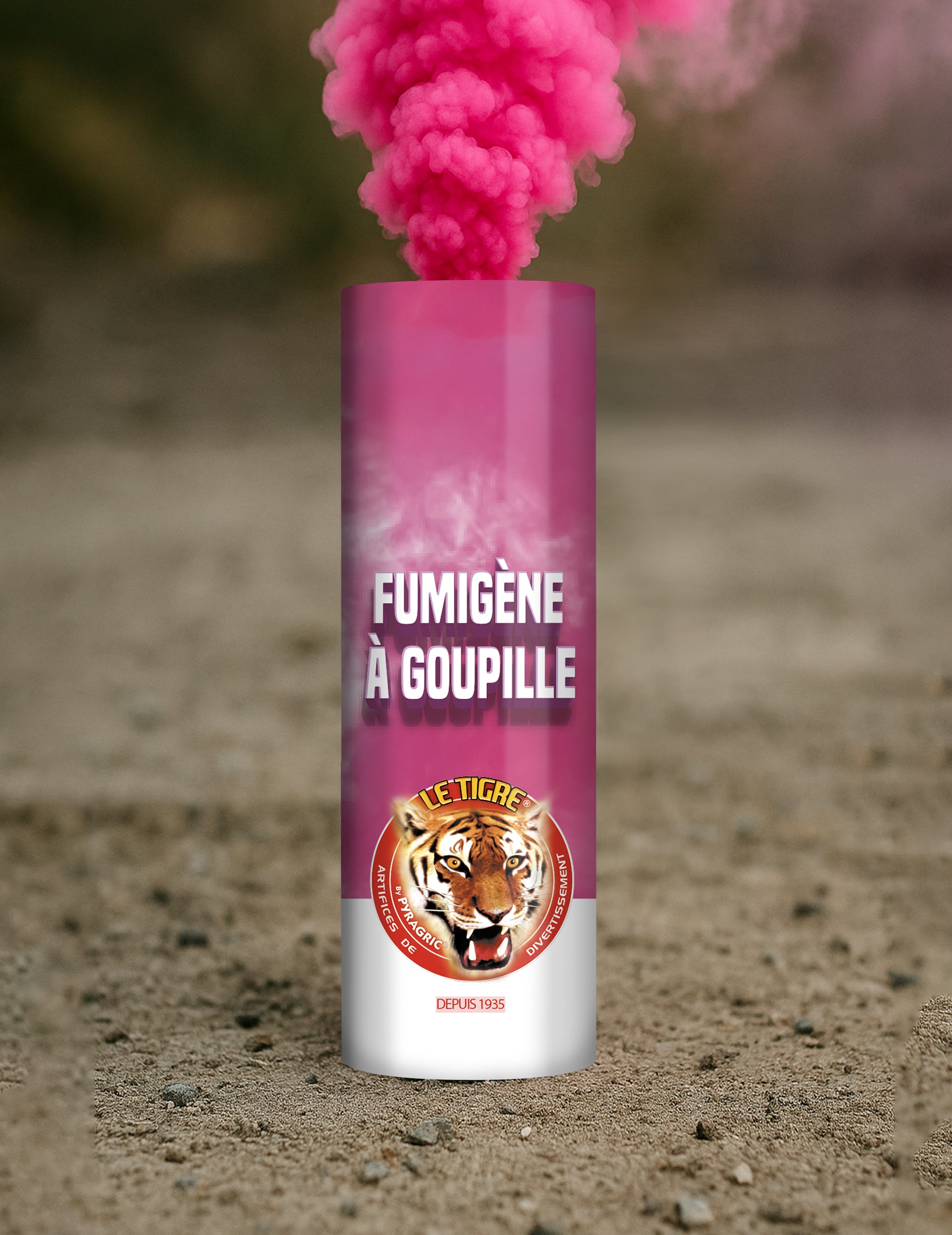 Fumigène à goupille pour fête rose 1 minute
