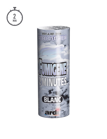 Détail de l'emballage du fumigène en pot blanc 2 minutes