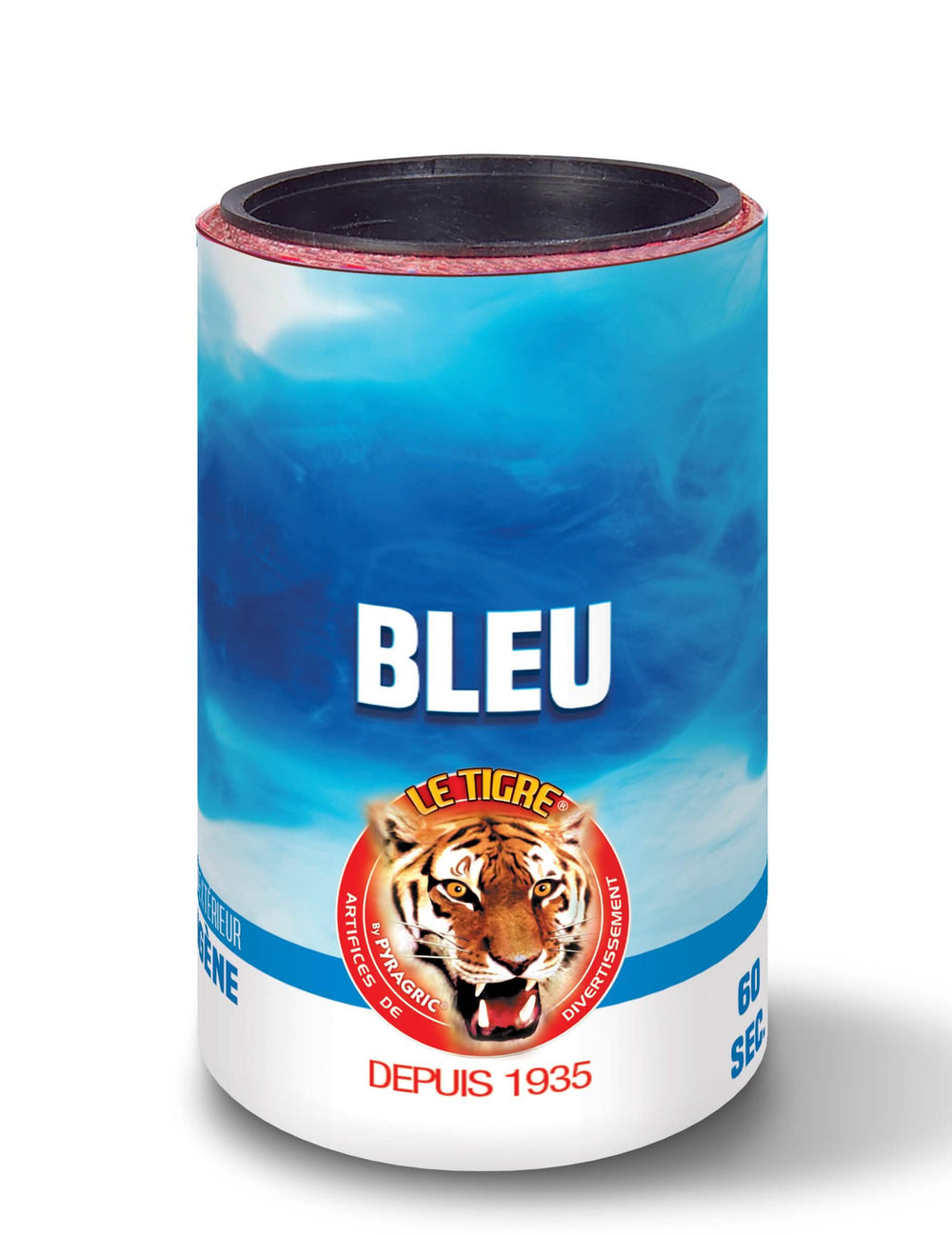 Fumigène en pot bleu pour fête durée 1 minute