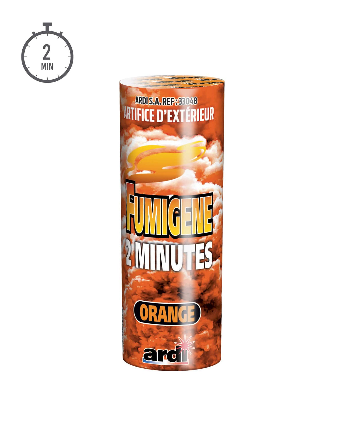 Vue de face du packaging du fumigène en pot 2 minutes pour extérieur