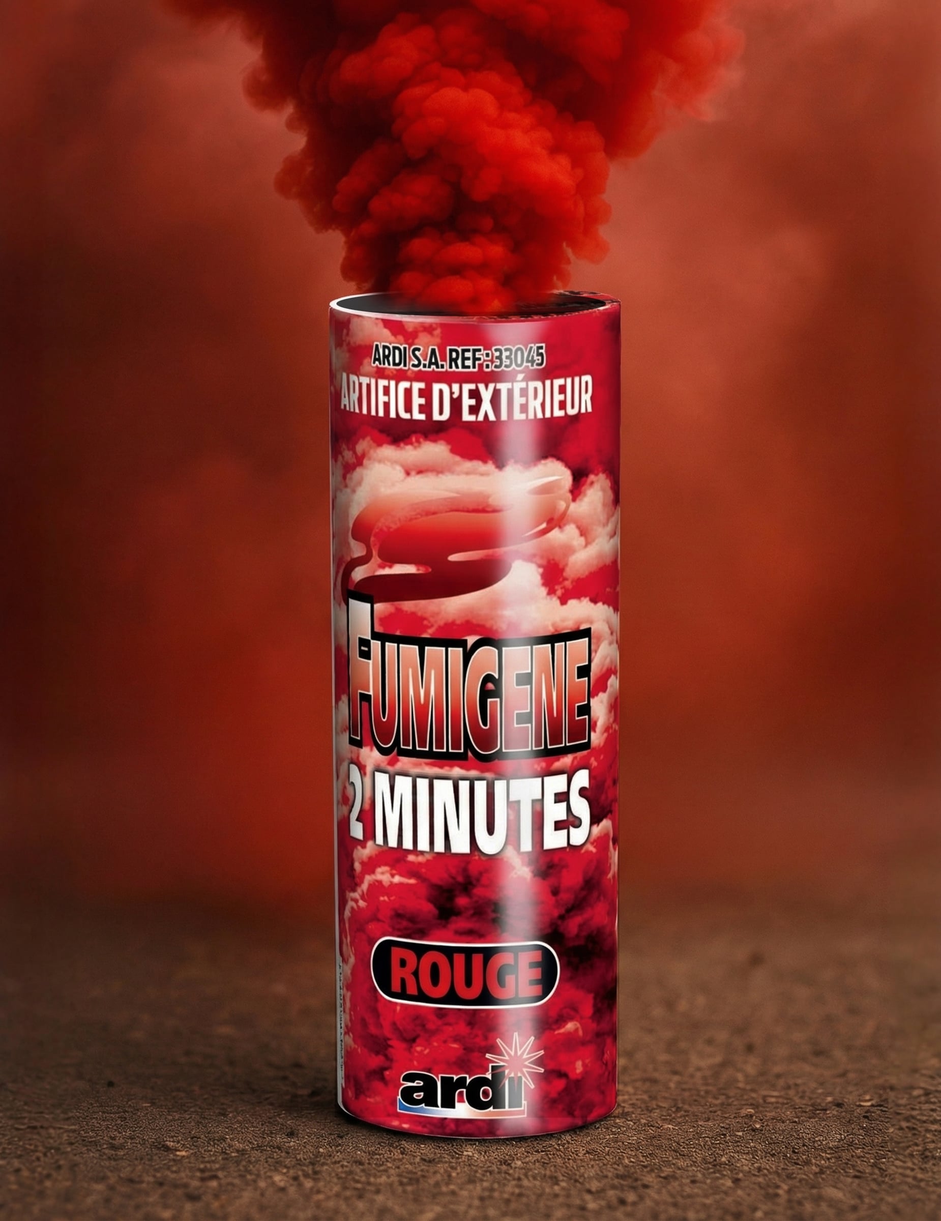 Fumigène en pot artifice d'extérieur pour fête rouge 2 minutes