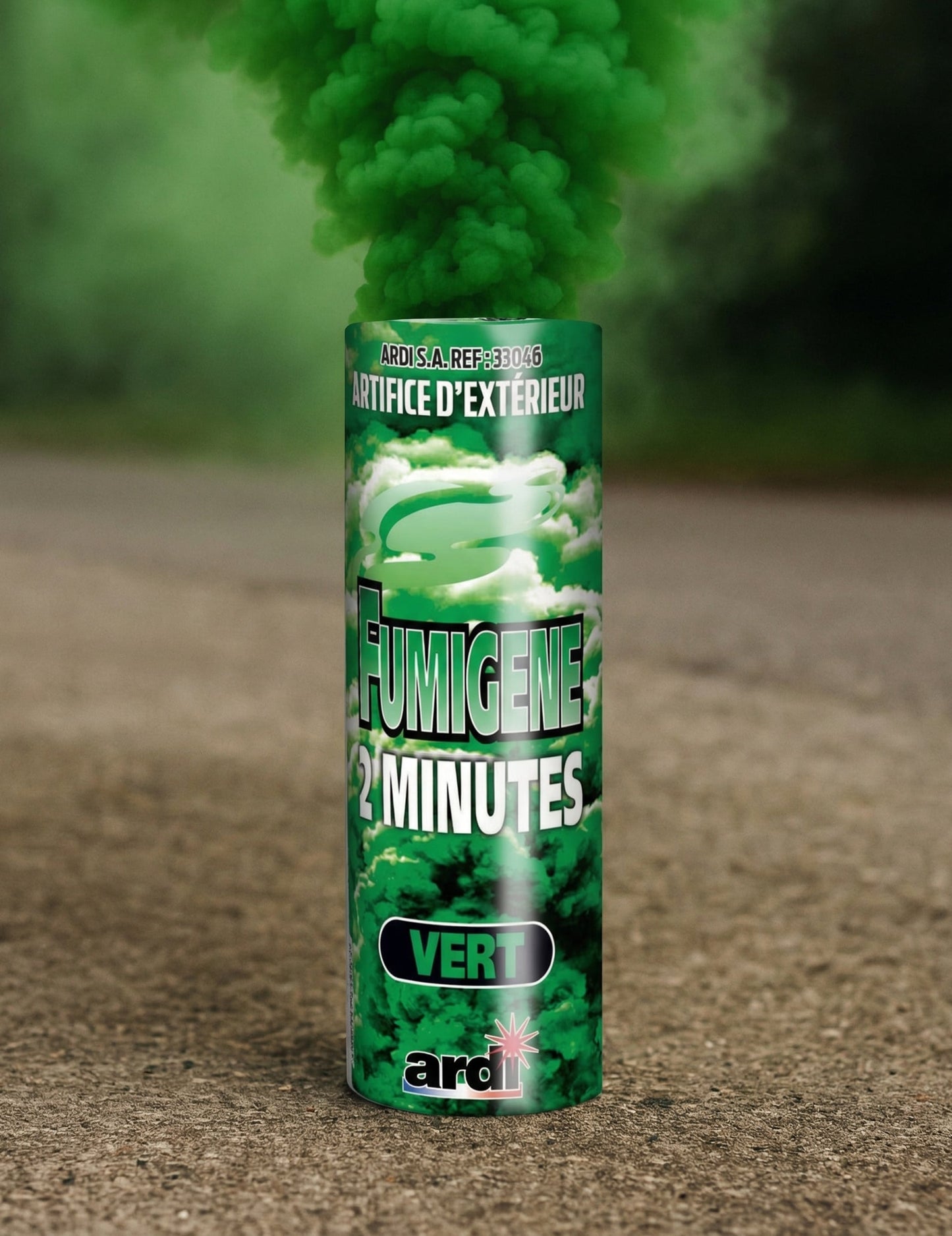 Fumigène en pot 2 minutes pour fête vert