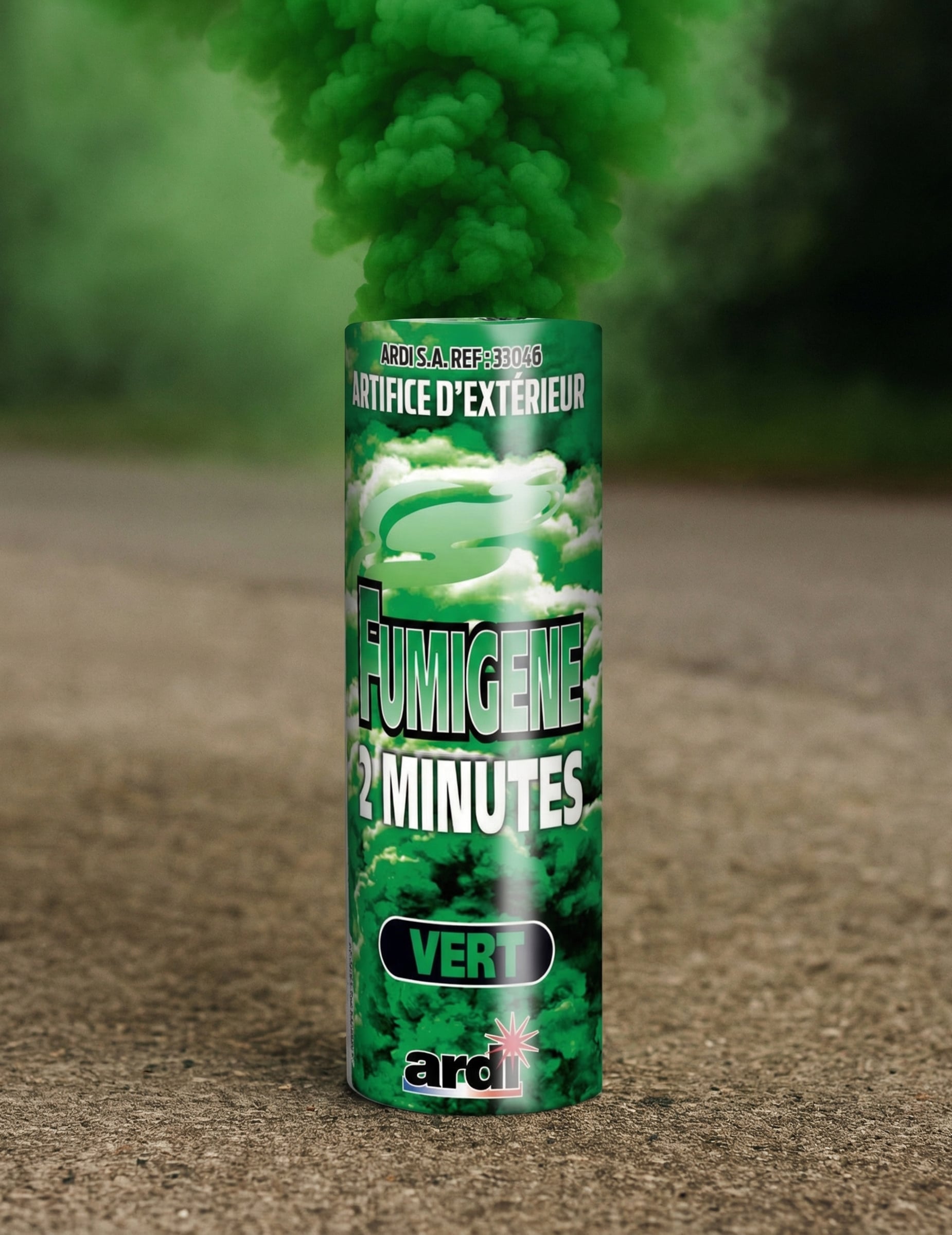 Fumigène en pot 2 minutes pour fête vert