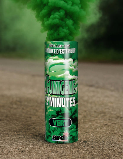 Fumigène en pot 2 minutes pour fête vert