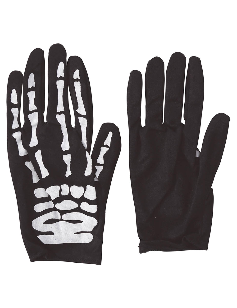 Vue de face et de dos des gants squelette pour enfant