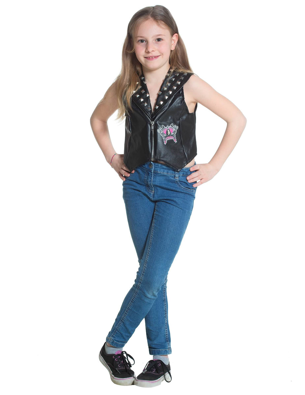 Gilet Daisy Chica Vampiro voor meisjes zwart met studs en embleem