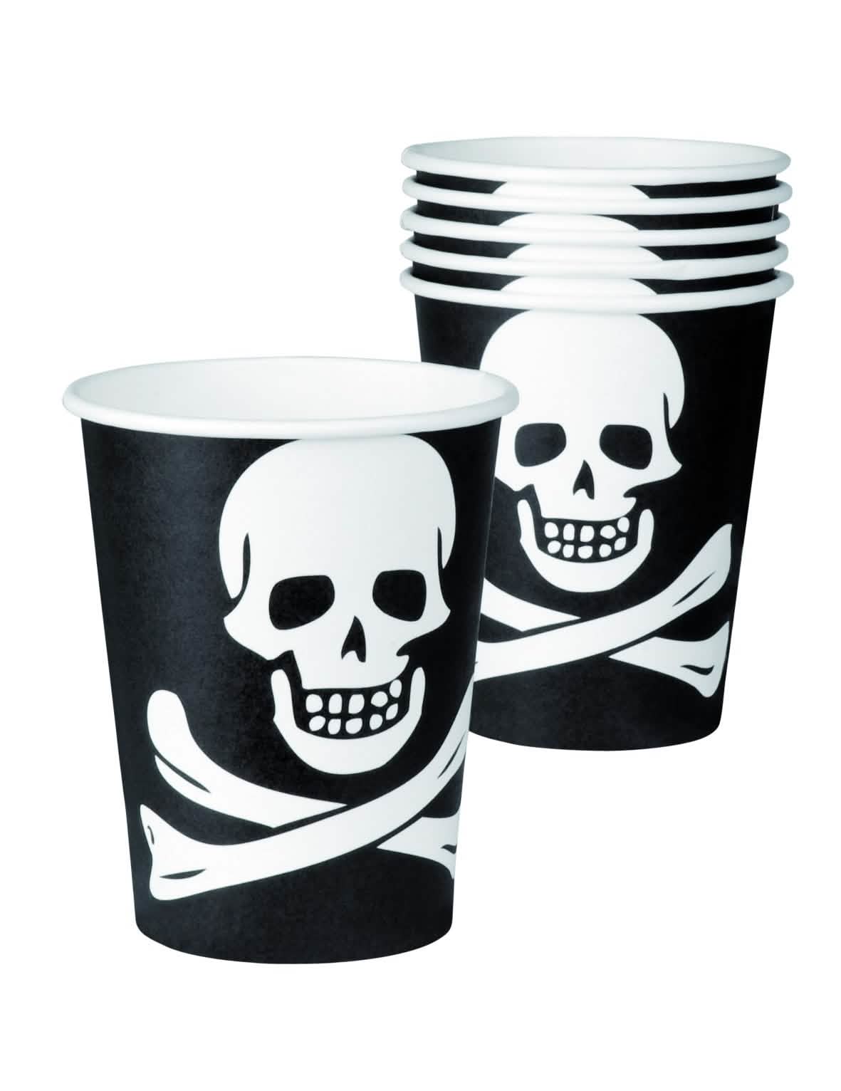 Gobelets tête de mort pour fête noir et blanc