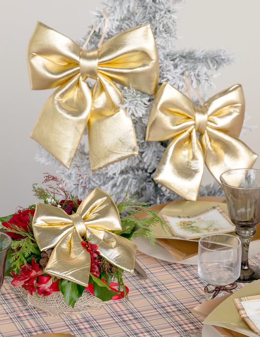 Grote metallic gouden strik 26 x 30 cm