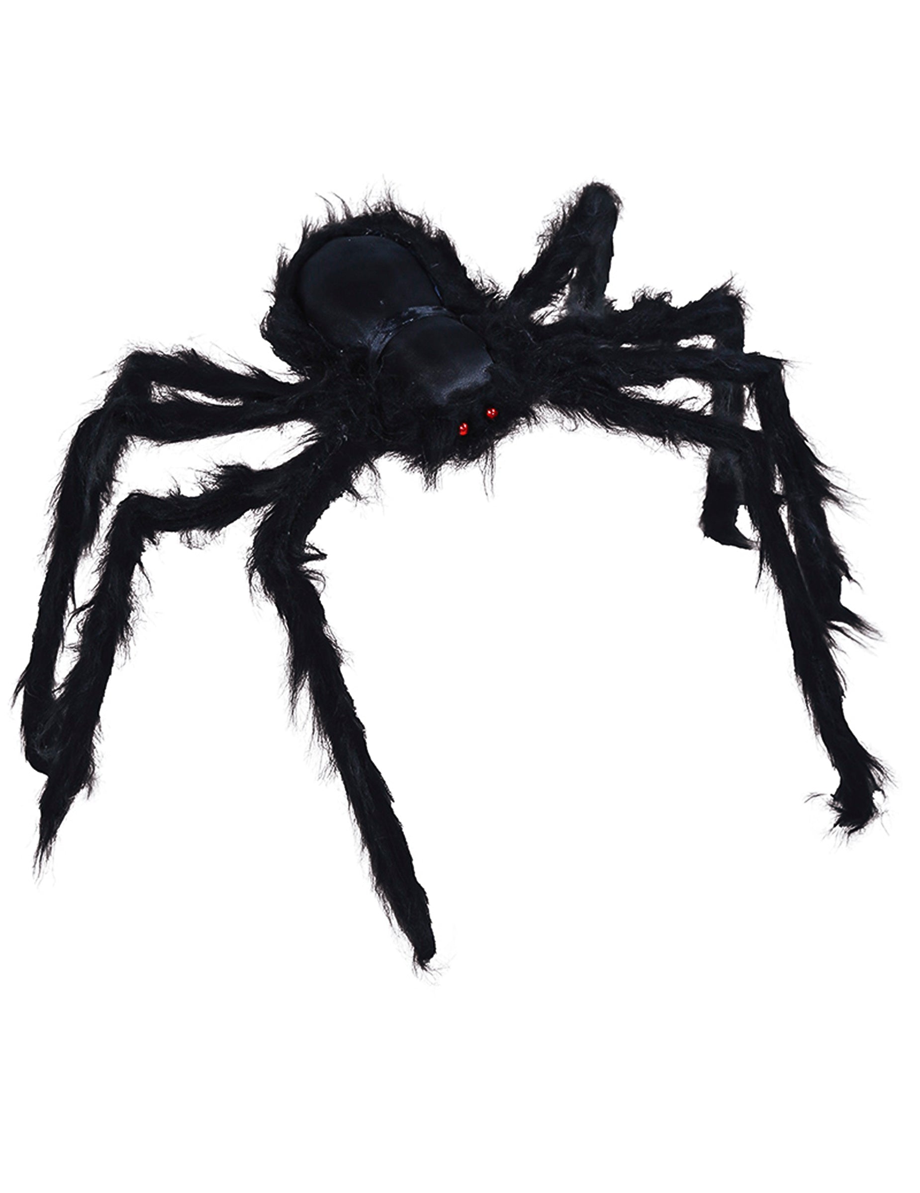 Grande araignée d'Halloween pour décoration noire poilue avec yeux rouges