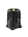 Grande bougie décorative en résine noire avec LED 10 x 8,5 x 12 cm