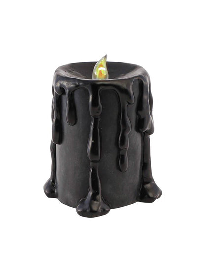 Grande bougie décorative en résine noire avec LED 10 x 8,5 x 12 cm
