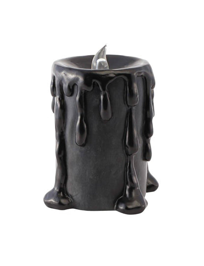 Grande bougie décorative en résine noire avec LED 10 x 8,5 x 12 cm