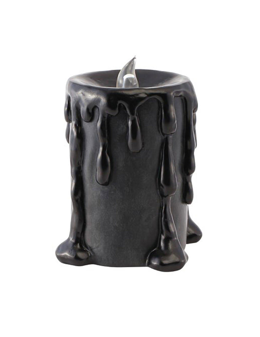 Grande bougie décorative en résine noire avec LED 10 x 8,5 x 12 cm