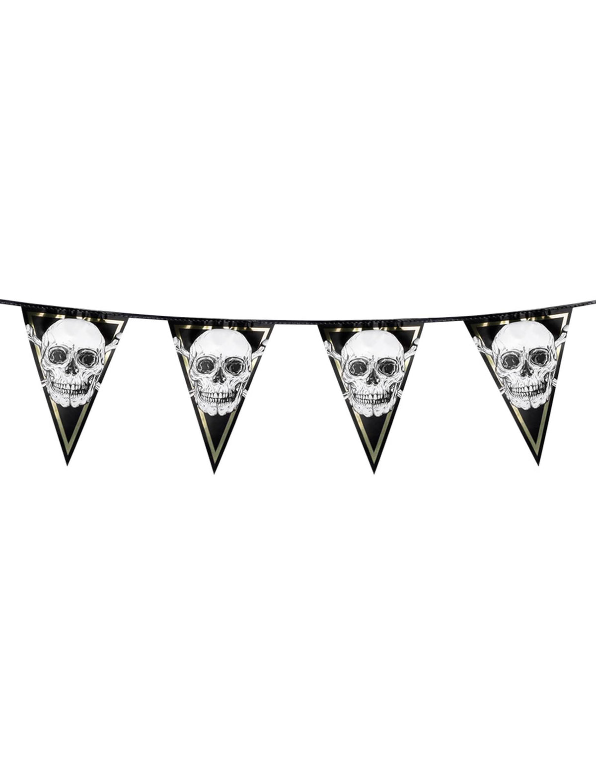 Gros plan sur un fanion de la guirlande de fanions en plastique Pirate Jolly Roger