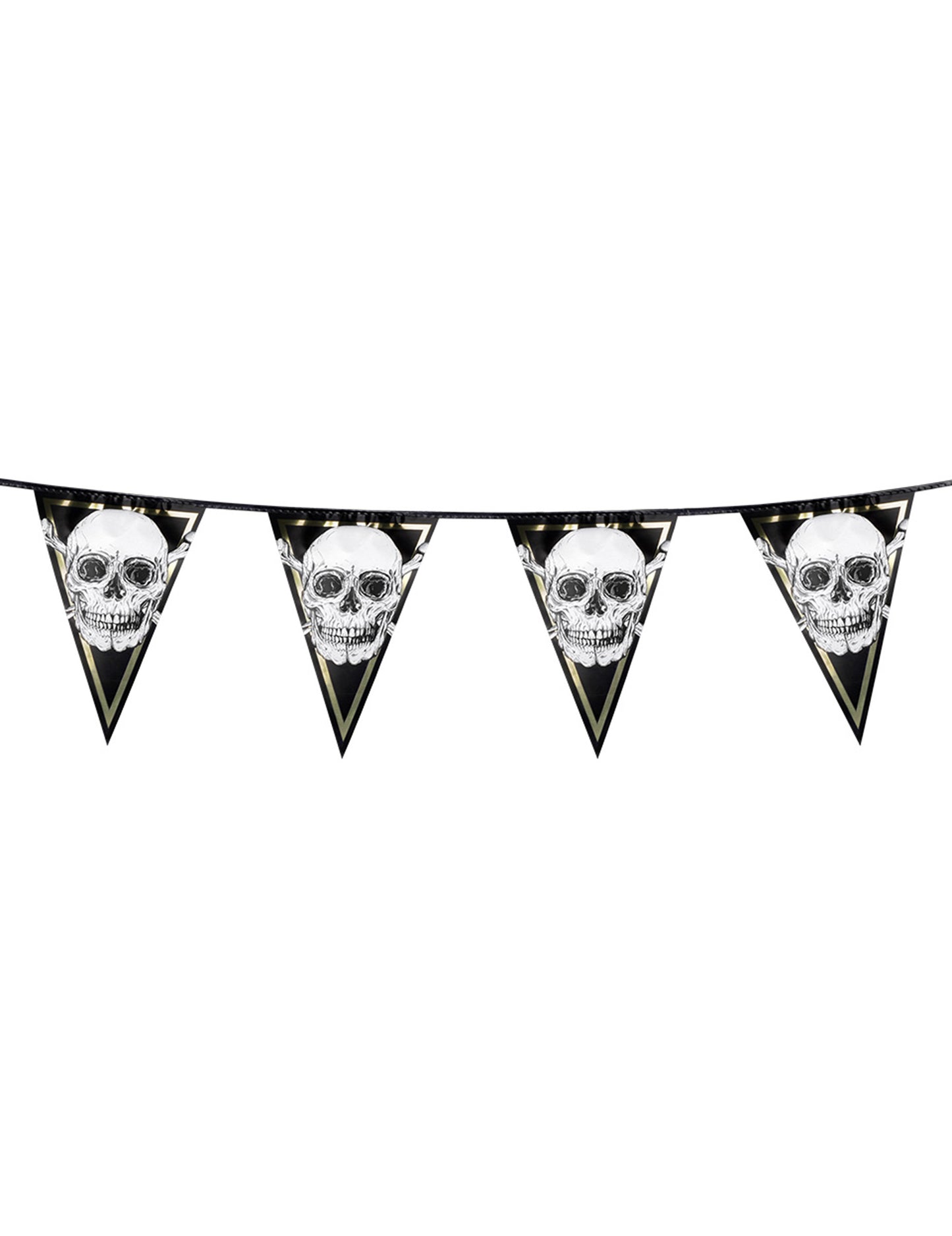 Gros plan sur un fanion de la guirlande de fanions en plastique Pirate Jolly Roger