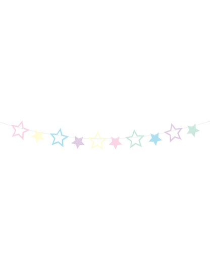 Guirlande à faire soi-même 10 étoiles pour décoration d'anniversaire multicolore pastel