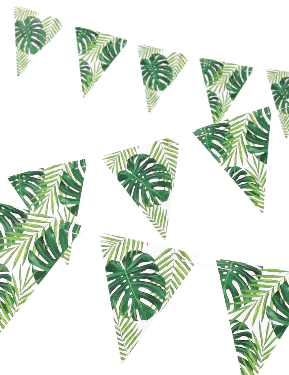 Aperçu de la suspension de la guirlande de fanions feuilles tropicales