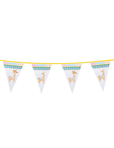 Guirlande de fanions en plastique lama pour fête blanche