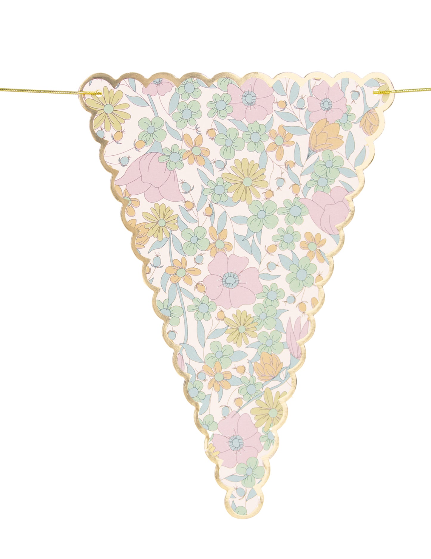 Détail d'un fanion de la guirlande de fanions shabby fleurs liberty