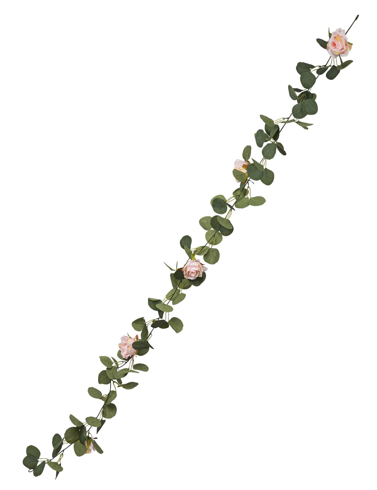 Guirlande de roses et eucalyptus artificielle vert et rose