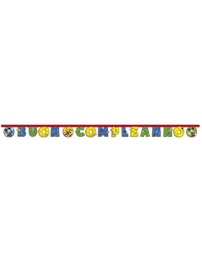Guirlande en carton Mickey Mouse pour enfant bleu et jaune Buon Compleanno