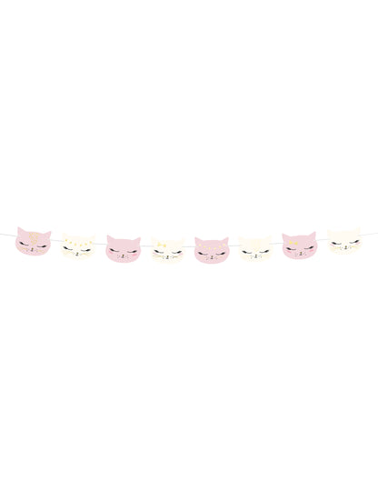 Guirlande en carton chaton pour enfant rose et blanc