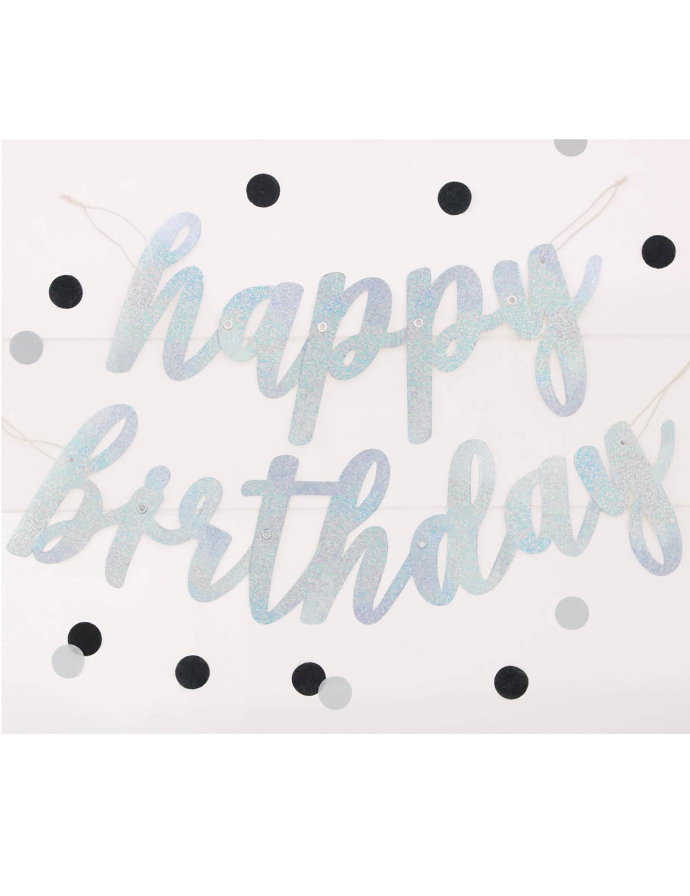 Guirlande en carton Happy Birthday pour anniversaire argenté pailleté