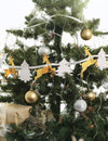 Guirlande en carton sapin et renne pour Noël blanc et doré